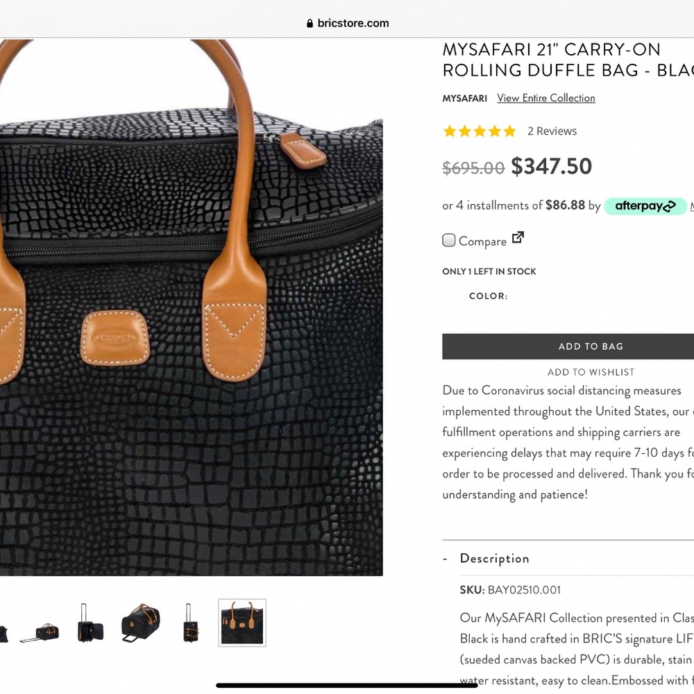 Bric's My Safari 21" Rolling Duffle - 001 Black